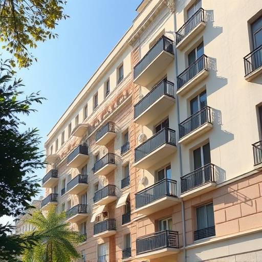 Fachada de un apartamento moderno en el centro de Madrid