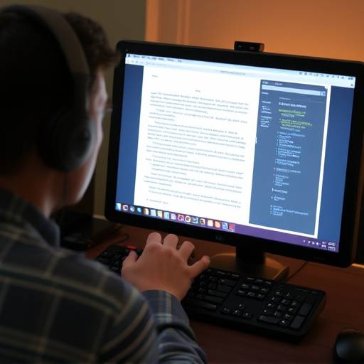 Una persona utilizando un lector de pantalla en una computadora